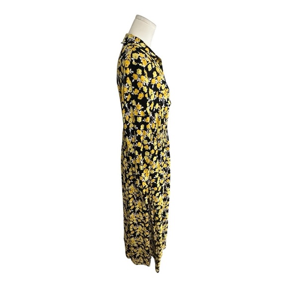 BODEN Jessie Maxi Shirt Dress Yellow Black Floral Size 10 Long Sleeve Party Work - Picture 9 of 11